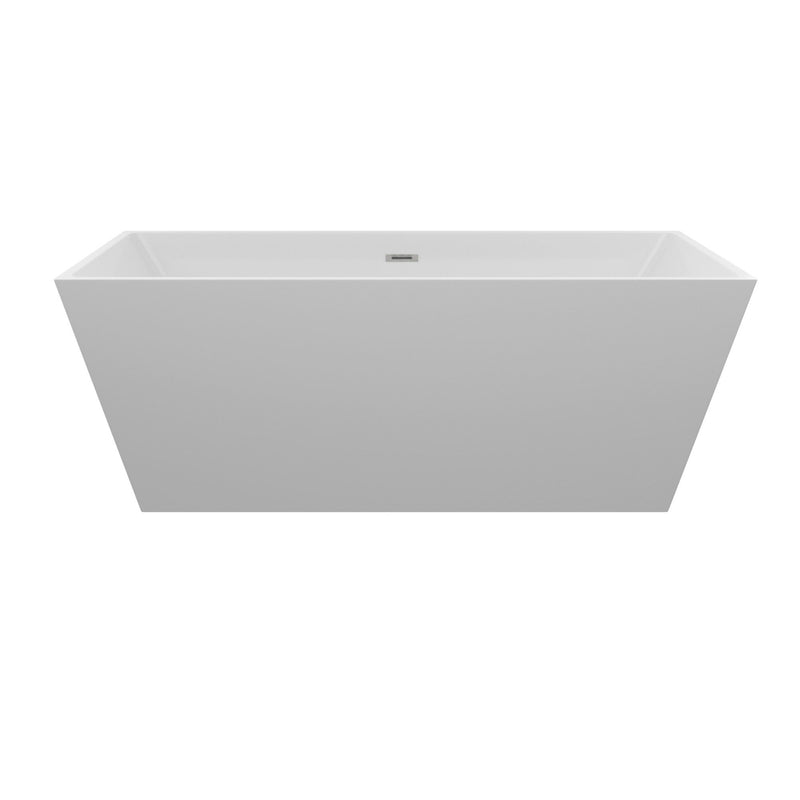 Glossy Freestanding Soaking Tub With Drain, Spacious Stand Alone Bathtub For Bathrooms - Glossy White