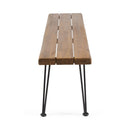 Zion - Industrial Wood And Metal Rectangular Bench With Faux Live Edge Design - Teak