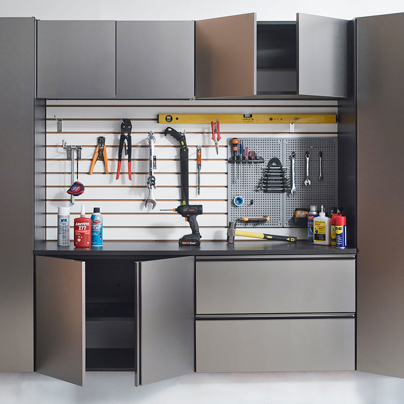 Nova Series - Wood Base Door Wall Mounted Garage Cabinet Soft Closing Water Resistant - Dark Gray