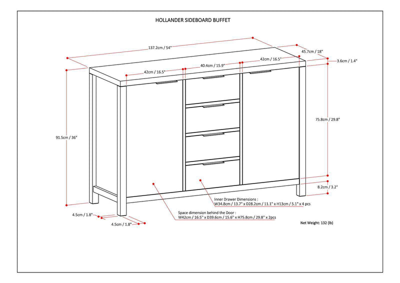 Hollander - Sideboard Buffet - Warm Walnut Brown