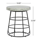 Side Table With Marble Top And Iron Base - Black / White