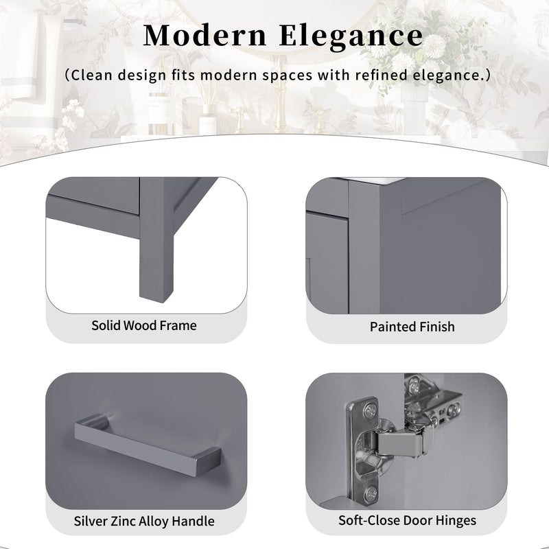 Bathroom Vanity With Integrated Undermount Ceramic Sink, 2 Doors And 1 Drawer, Soft Close Hinges