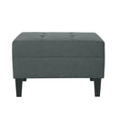 Classic Fabric Ottoman With Birch Wood Legs And High Quality Foam Padding - Charcoal