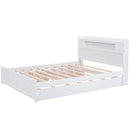 Storage Platform Bed With LED Lights, 2 Drawers And Trundle
