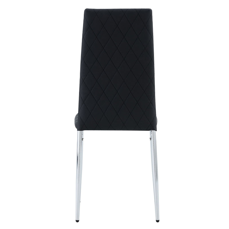 Modern Grid Armless High Backrest Dining Chair Set With Electroplated Metal Legs In Material 6 Piece - Black