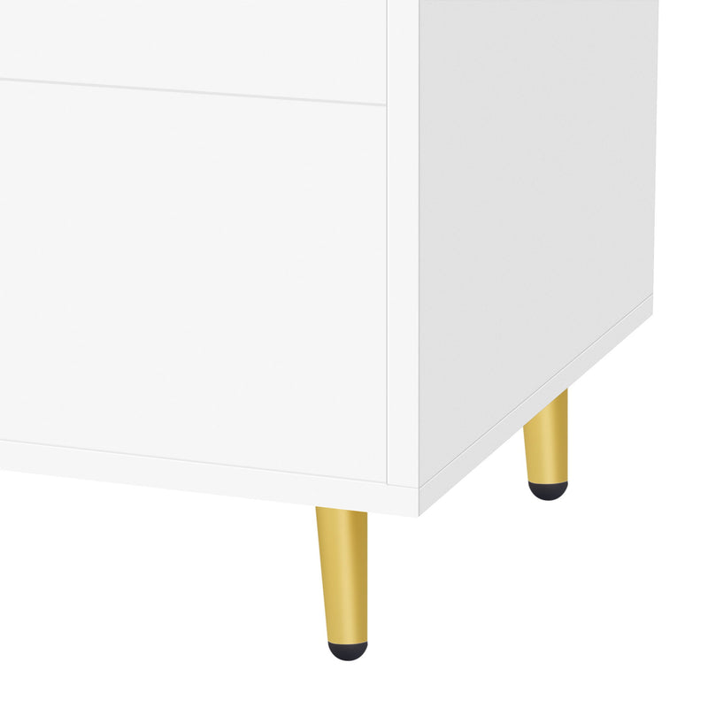 Modern TV Stand With Glass Door, 4 Drawers And 2 Cabinets