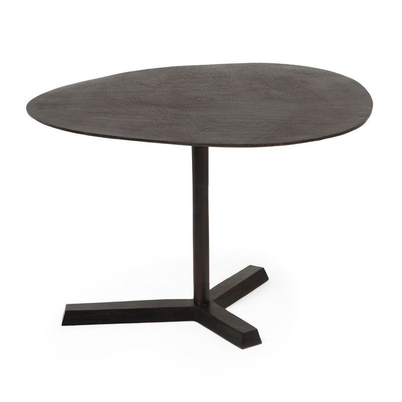 Industrial Style Elliptical Side Table With Aluminum Frame - Bronze