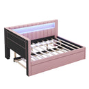 Upholstered Platform Bed With USB Ports And LED Belt