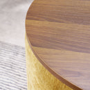 Classic 2 Piece Round Storage Ottoman Set With Drum Shaped Stool