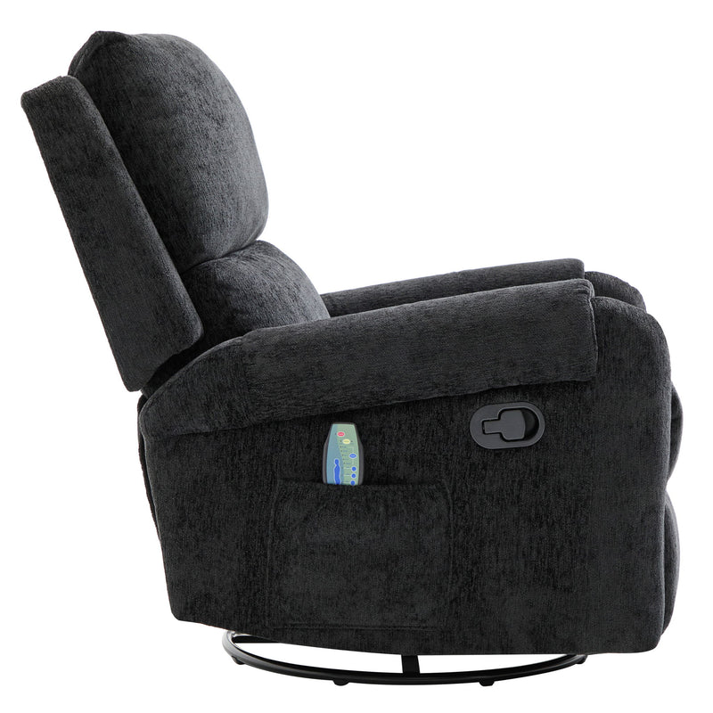 Manual Recliner Massage Chair With Swivel Rocker, 8 Massage Modes, Side Storage Pocket