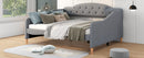 Full Size Vintage Upholstery Daybed with Button Tufted Backrest, Gray