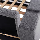 Twin Size Upholstered Daybed with Storage Armrests, Trundle and Latest Integrated Bluetooth Audio System, Teddy Fleece, Gray