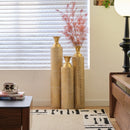 Metal Decorative Vases High Distress Metal Center Vases With Growing Vine Patterns, (Set of 3) Vases For Home Decoration - Gold