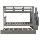 Stairway Bunk Bed With Storage And Guard Rail For Bedroom