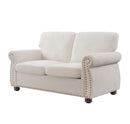 Soft Loveseat, Upholstered 2 Seater Couch, Loose Back Cushions And Turned Legs