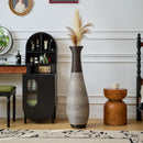 Tall Standing Designer Floor Vase Durable Artificial Rattan Elegant 2 Tone Finish Ideal Decor Accent For Living Room, Bedroom, Entryway Stylish Home Decor Statement Piece - Black / Gray