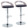 Grotto - Mid Century Modern Adjustable Height Barstool With Swivel With Oval Footrest (Set of 2)