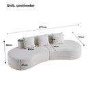 Curved Boneless Couch, Half Moon Sofa, 5 Seat Couch With High Density Foam Filled For Living Room - White