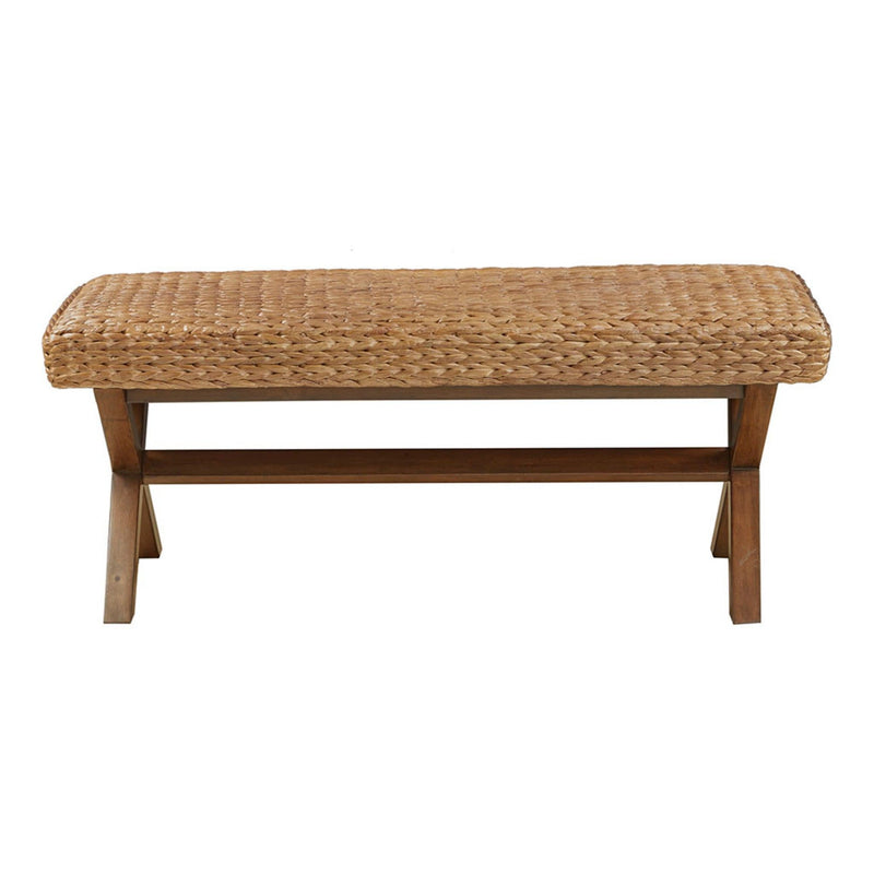 The Bench With Water Hyacinth Seat And Mahogany Base - Brown