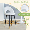 Upholstered Rotatable Bar Chair With Metal Legs For Dining Room