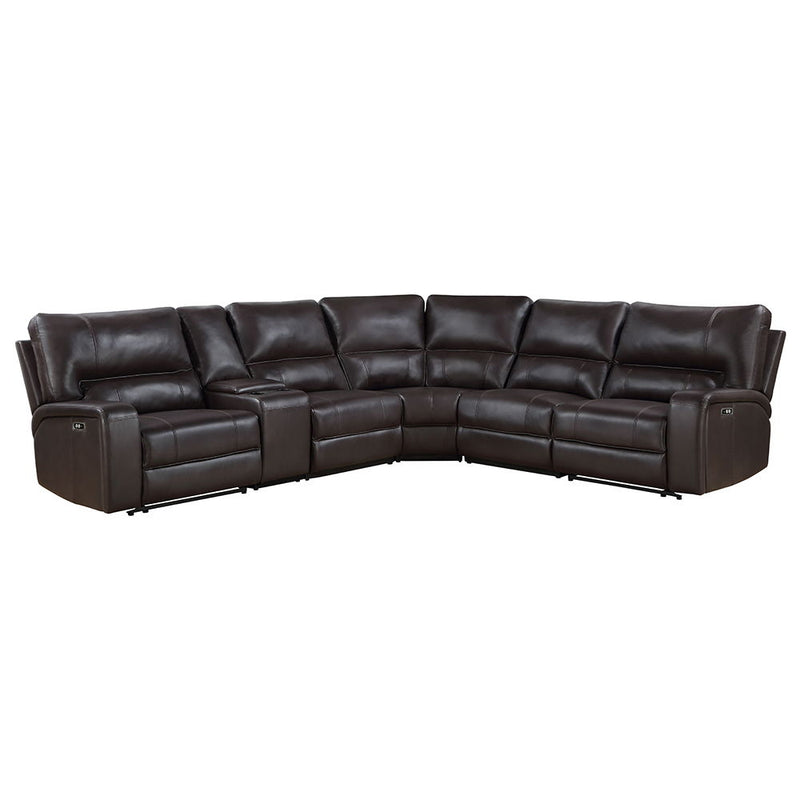Saul - Power Motion Sectional Sofa - Espresso Leather-Aire
