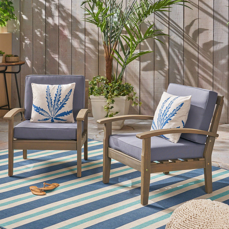 Peyton Club Chair Outdoor Seating Dark Gray Acacia Wood 32.25 X 28.00 X 31.25"
