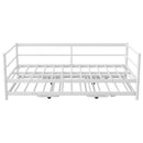 Industrial Metal Daybed With Adjustable Pop Up Trundle And LED Strip