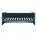 Twin Size Corduroy Daybed with Two Drawers and Wood Slat, Blue