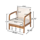Outdoor Lounge Chair With Woven Backrest, Solid Wood Frame, Comfortable Cushions
