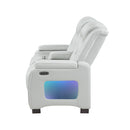 Power Console Loveseat With Power Headrest USB LED And Bookshelf Arms - Grey