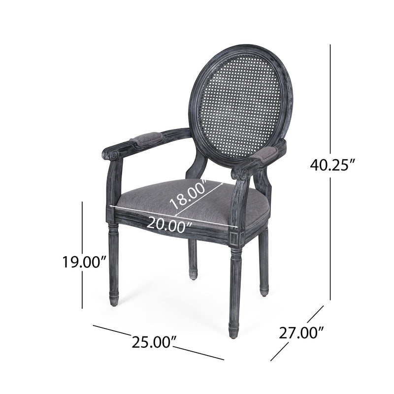 French Country Style Wood And Cane Upholstered Dining Chair Set