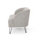 Modern Loveseat With Channel Stitching And Iron Legs - Light Gray