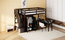 Loft Bed With Stairs, Bookshelf, Drawers, Desk & Wardrobe, Space Saving Multifunctional Furniture