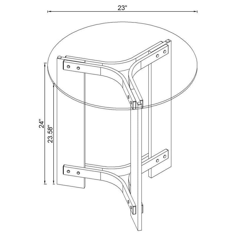 Janessa - Round Glass Top End Table With Acrylic Legs - Clear And Matte Brass