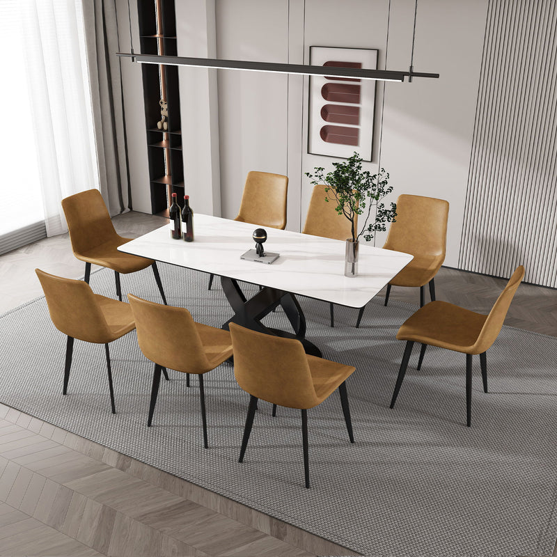 Rectangular Dining Table, For Dinner Party, 4 Chairs - Black / White