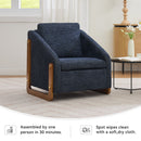 Modern Chenille Upholstered Armchair With Wooden Side Frame