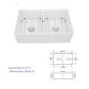 Double Bowl Sink Workstation 33" With Built In Work Surface And Accessories - White