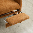 High Back Glider Rocking Chair With Retractable Footrest And Rubber Wood Legs