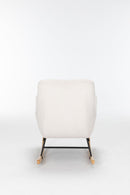 Rocking Chair Nursery, Teddy Upholstered Glider Rocker With High Backrest, Reading Chair Modern Rocking Accent Chairs Glider Recliner For Living Room - Cream