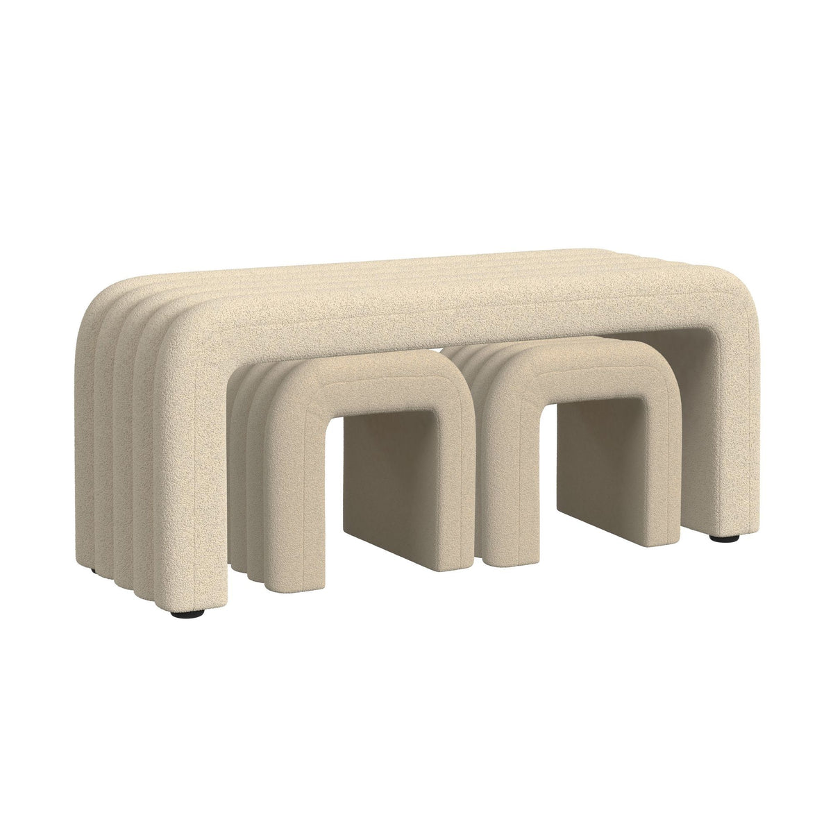 Seqouia Bench With 2 Stools in Cream by Elements International