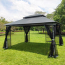 Patio Gazebo Tent With Ventilated Double Roof And Mosquito Net