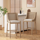 Celestiality - Upholstered Barstool With Cane Webbing Backrest (Set of 2)