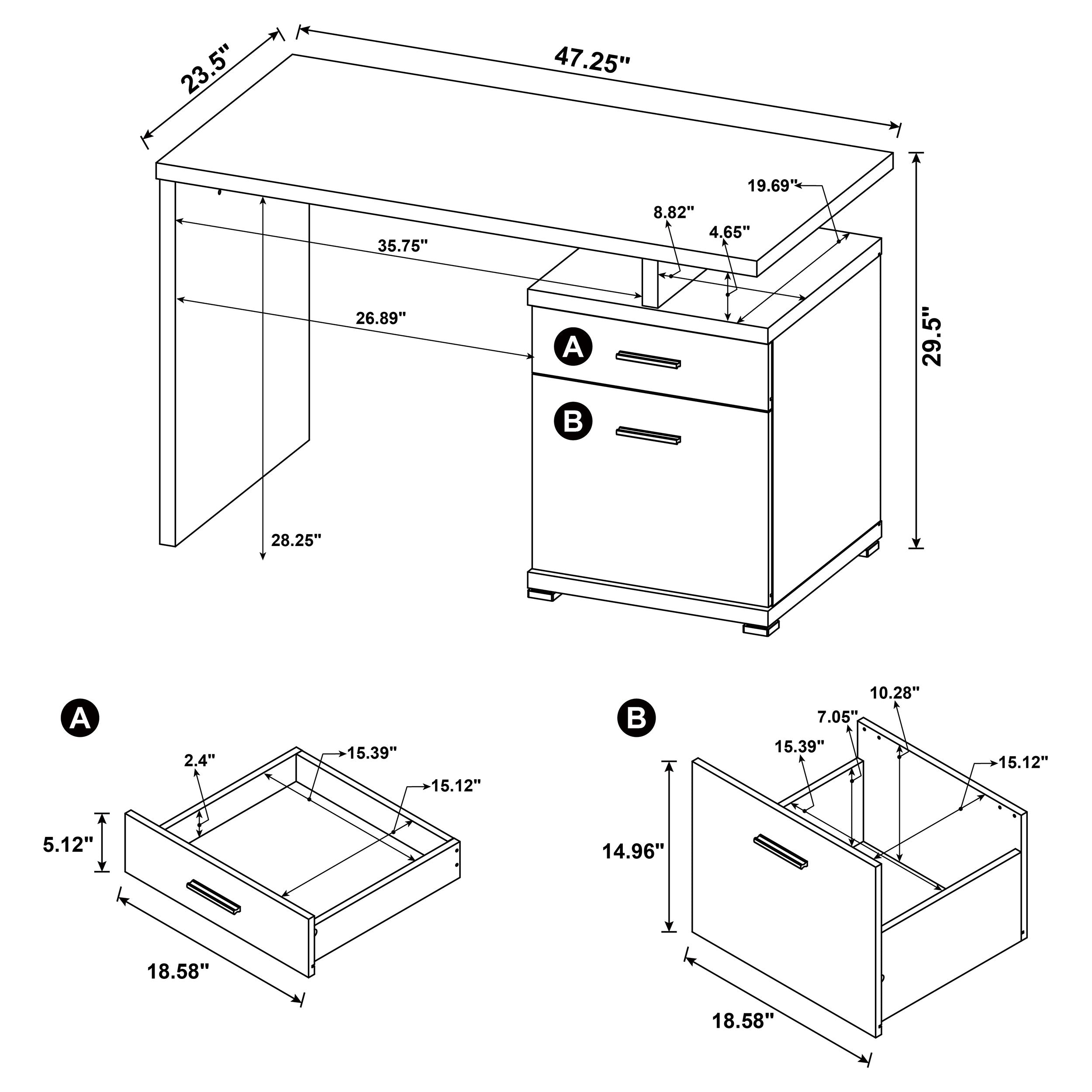Irving 47-inch 2-drawer Office Computer Desk White — view 12