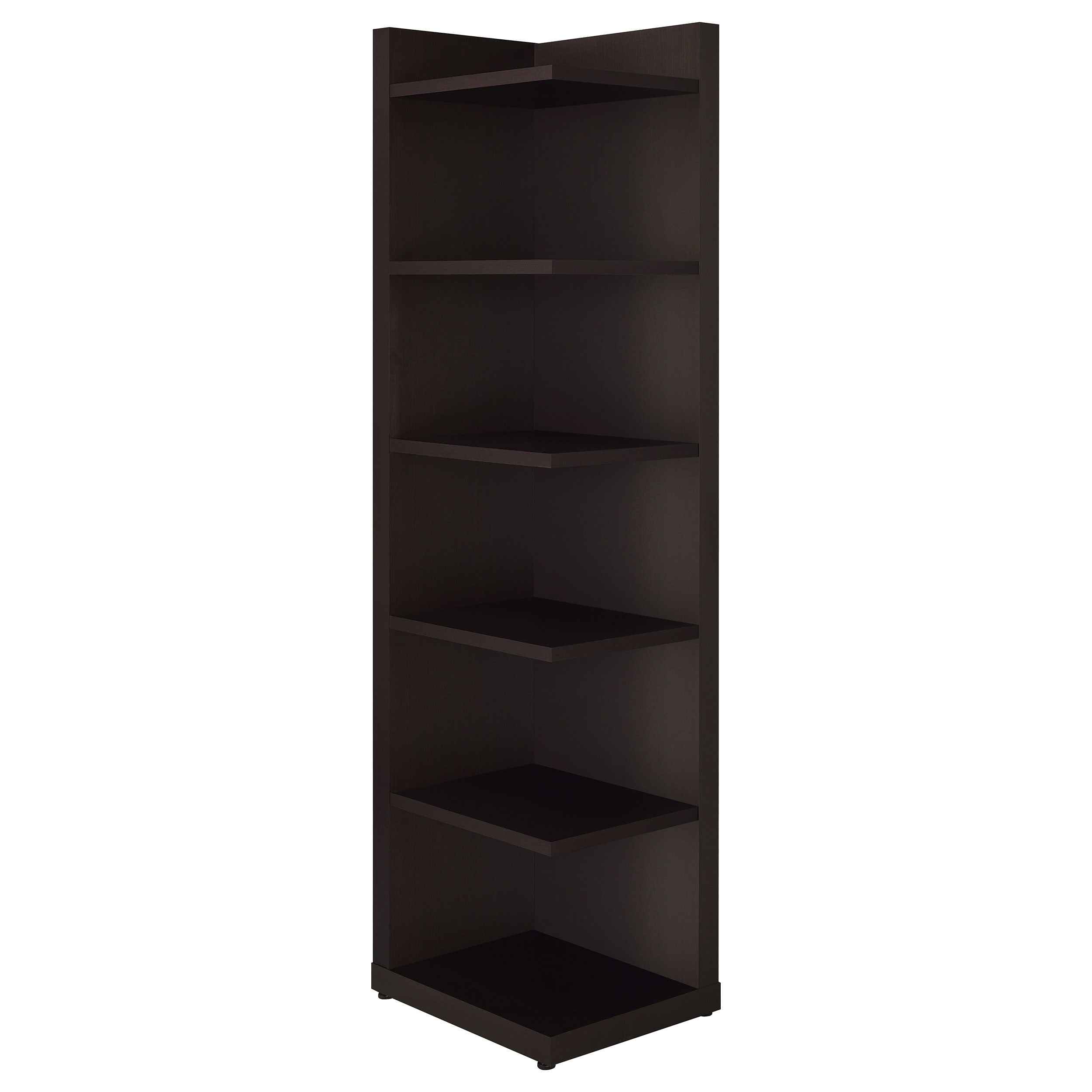 Alder 71-inch 6-shelf Corner Bookcase Cappuccino — view 3