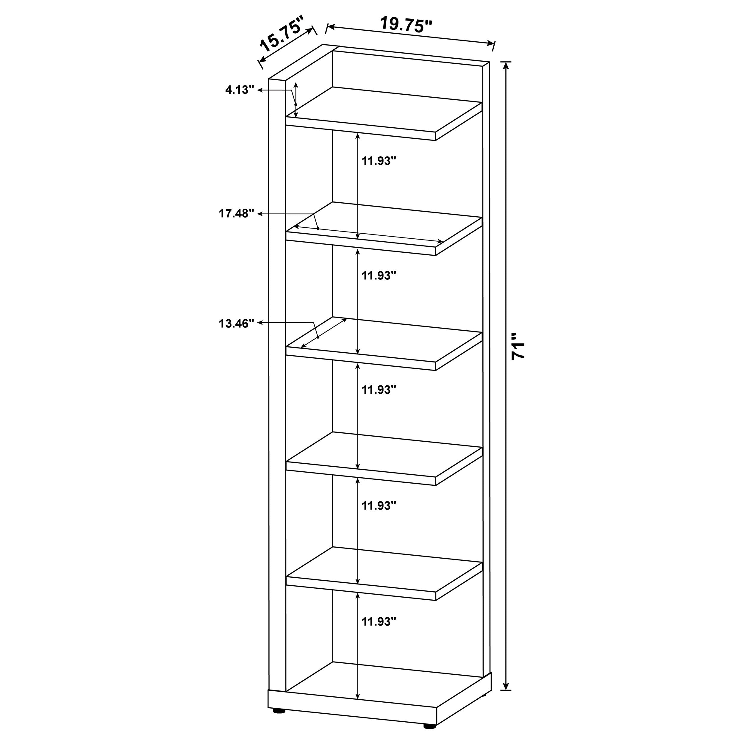 Alder 71-inch 6-shelf Corner Bookcase Cappuccino — view 9