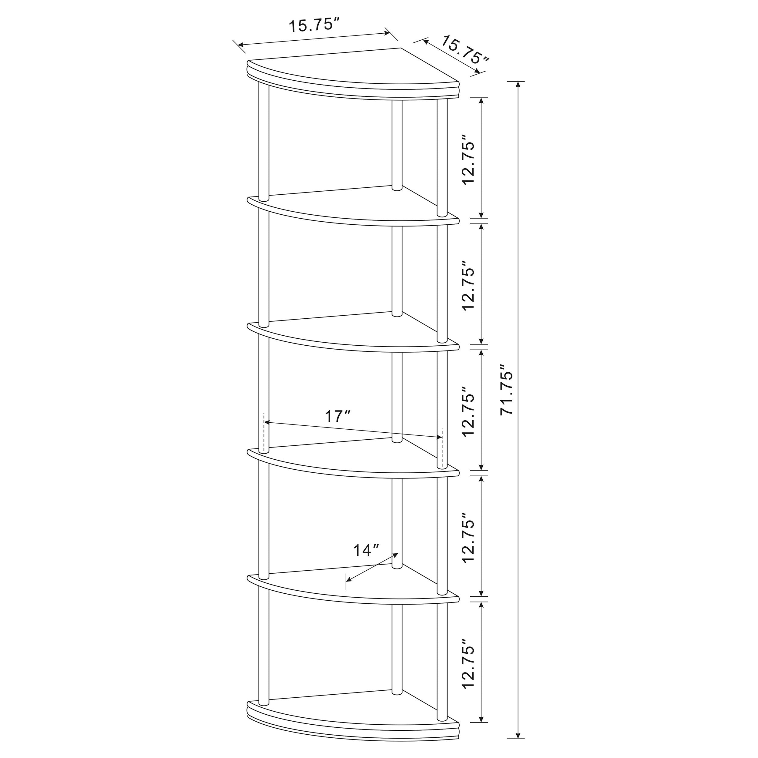 Bonwick 72-inch 5-shelf Corner Bookshelf Cappuccino — view 10