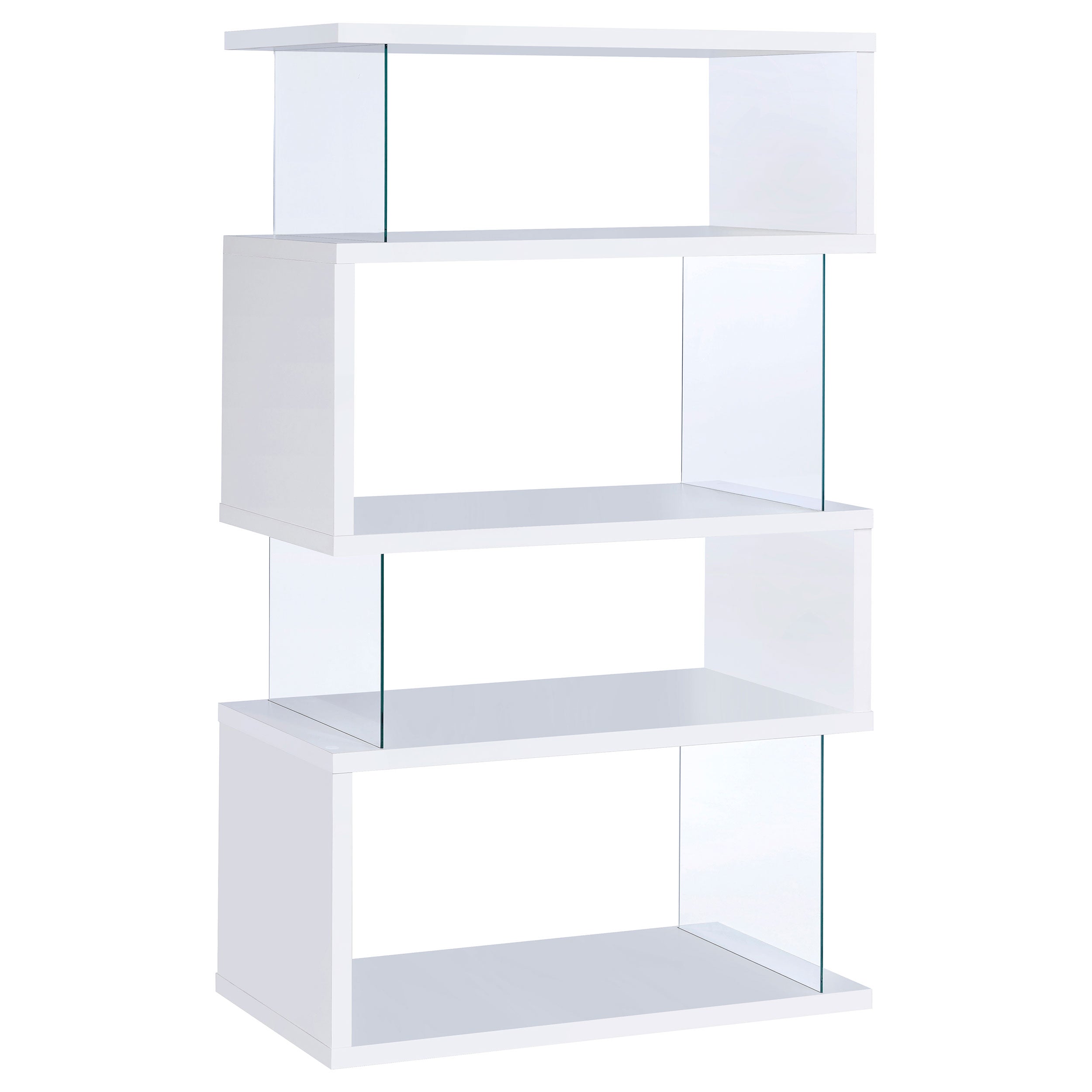 Emelle 63-inch 4-shelf Glass Panel Bookshelf White — view 1