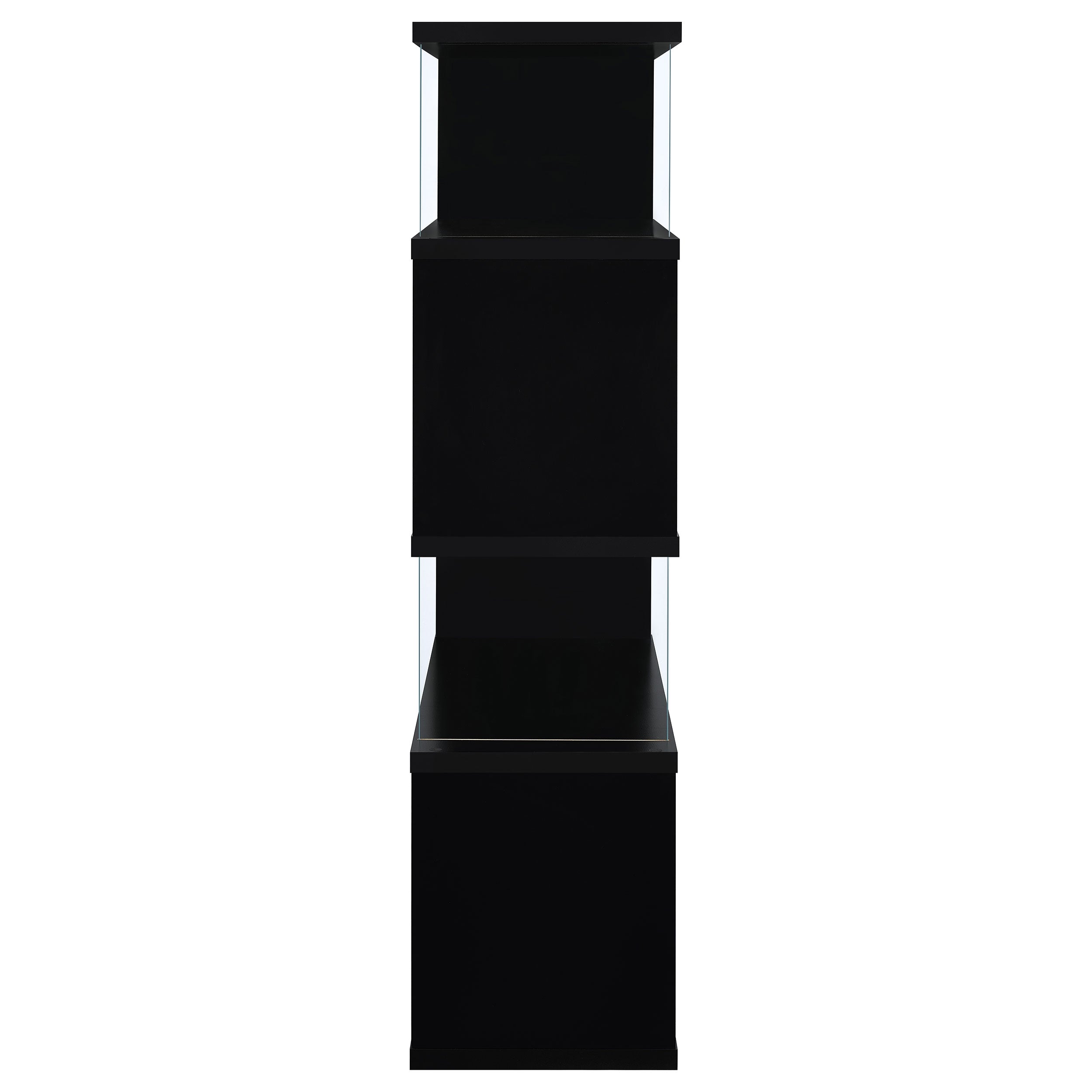 Emelle 63-inch 4-shelf Glass Panel Bookshelf Black — view 4