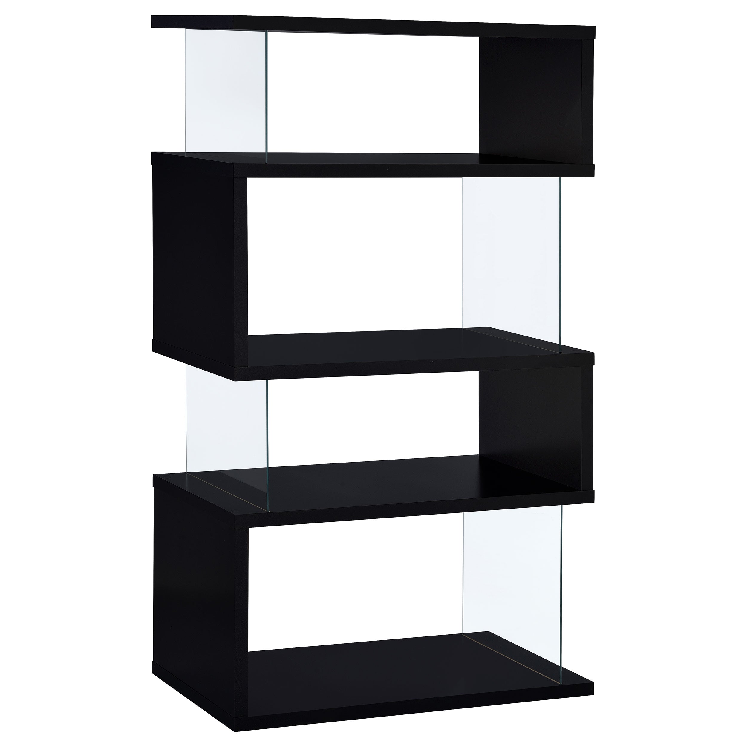 Emelle 63-inch 4-shelf Glass Panel Bookshelf Black — view 5