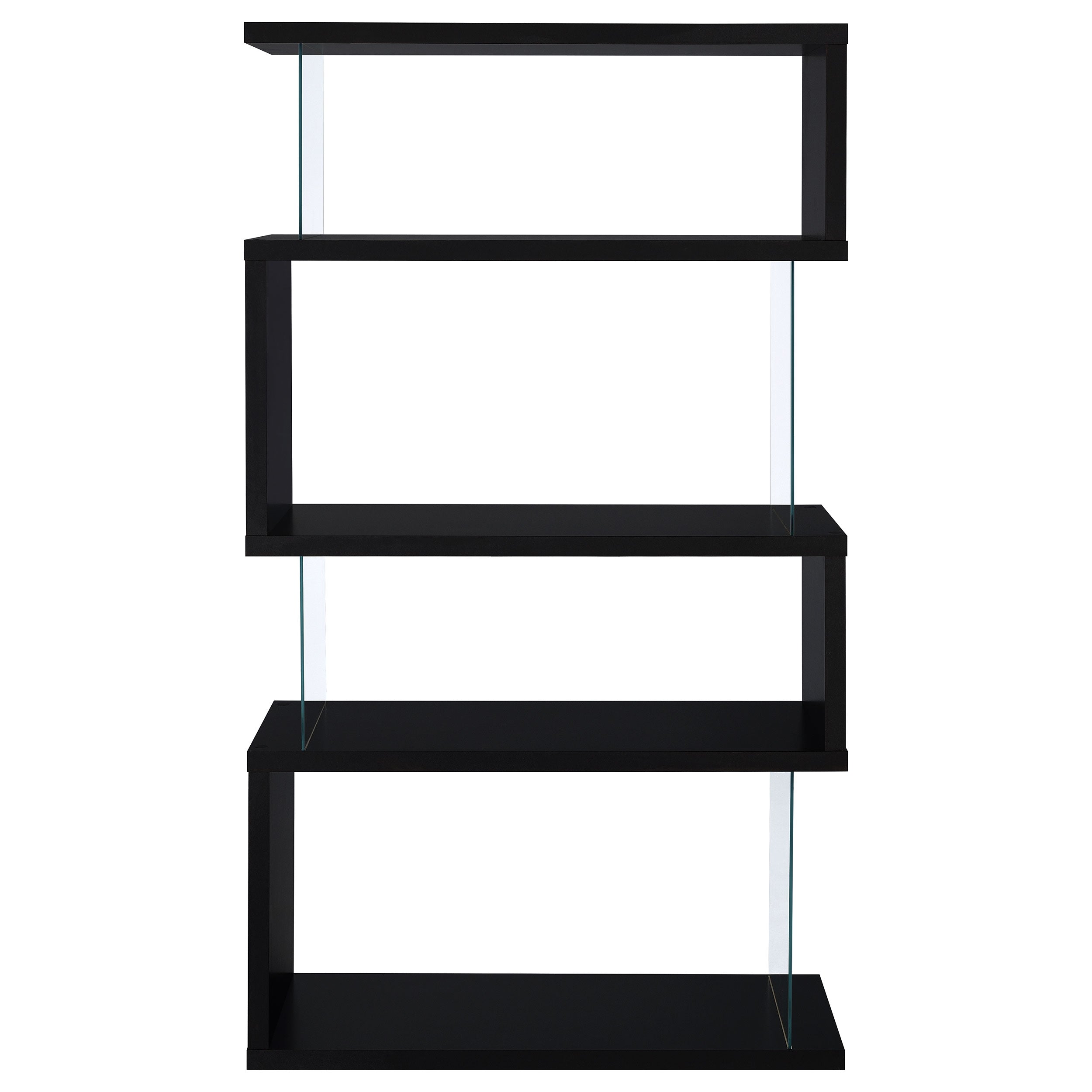 Emelle 63-inch 4-shelf Glass Panel Bookshelf Black — view 6